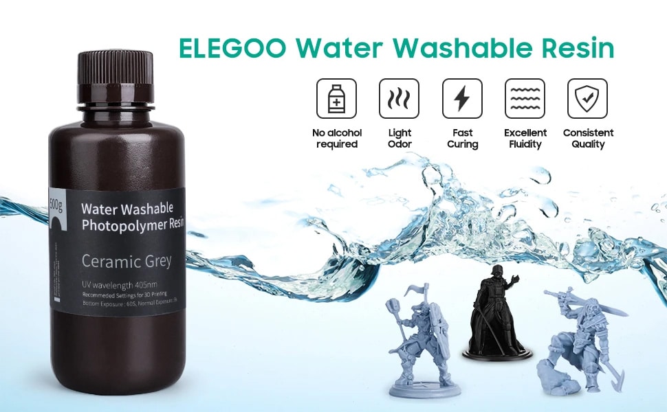 Elegoo Résine Water Washable 8k Gris 1000g