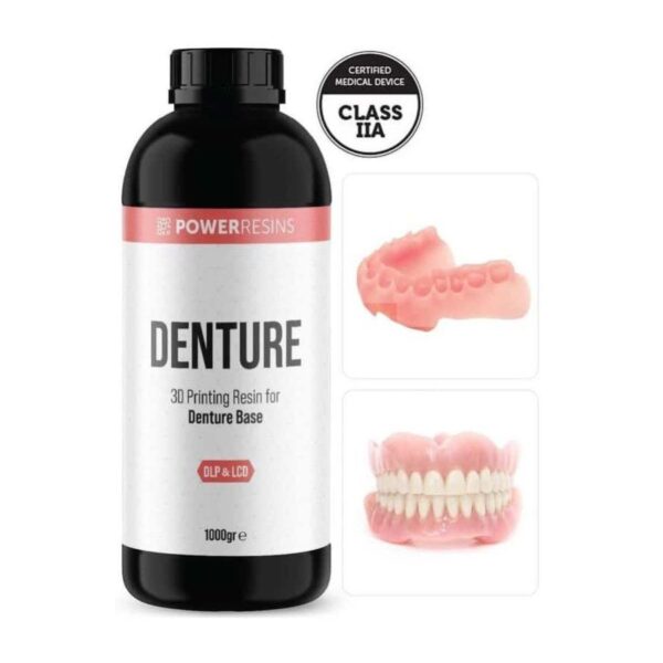 PowerResins Denture est un matériau biocompatible de classe IIa certifié CE développé pour l’impression de bases de prothèses dentaires.