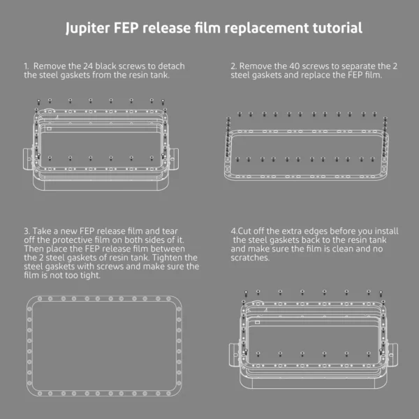 Instructions de montage Film FEP type PFA pour Elegoo Jupiter