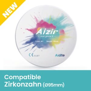 AIDITE® Aizir® compatible Zirkonzahn : disque d’usinage zircone (Ep.12>25mm ; Ø 95mm)