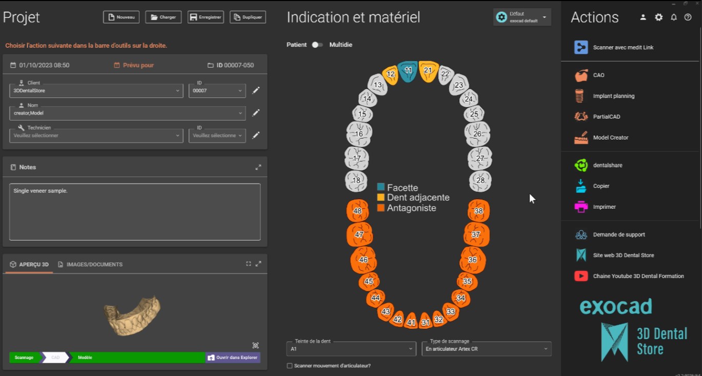 Model Creator, icône à droite de l'interface du bon de commande