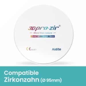 AIDITE® 3D Pro zir® compatible Zirkonzahn : disque d&rsquo;usinage zircone (Ep.12>30mm ; Ø 95mm)