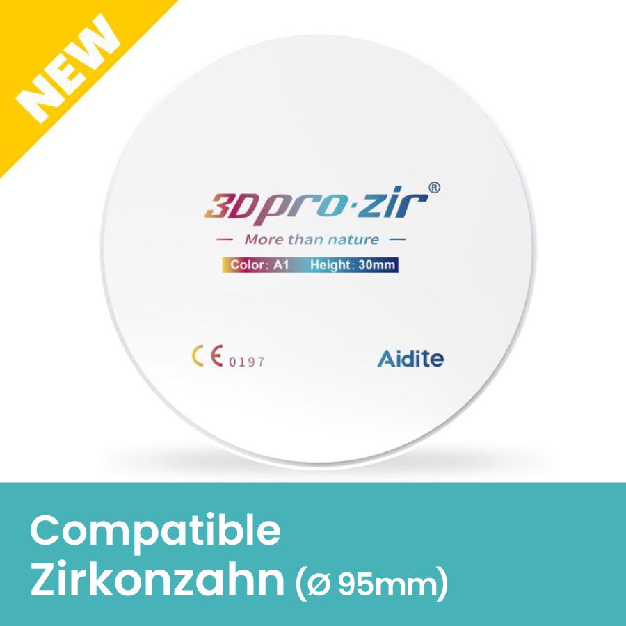Combinez résistance, translucidité et dégradé de teinte naturel avec la nouvelle gamme 3D Pro zir® d’Aidite compatible Zirkonzahn.
