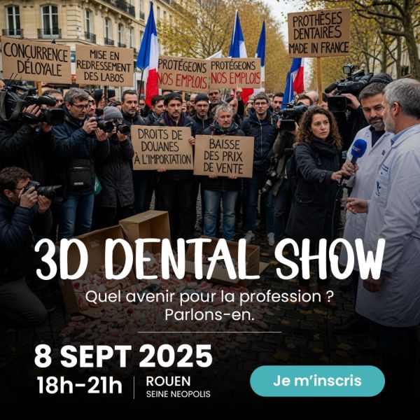 Le 8 septembre 2025 prochain aura lieu le 3d dental Show à Rouen : une table ronde autour de l'avenir des professionnels du dentaire.