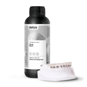 DETAX 3D Freeprint® Material ibt, formulation photopolymérisable pour l’impression 3D de gabarits de transfert orthodontiques flexibles pour le placement de brackets.