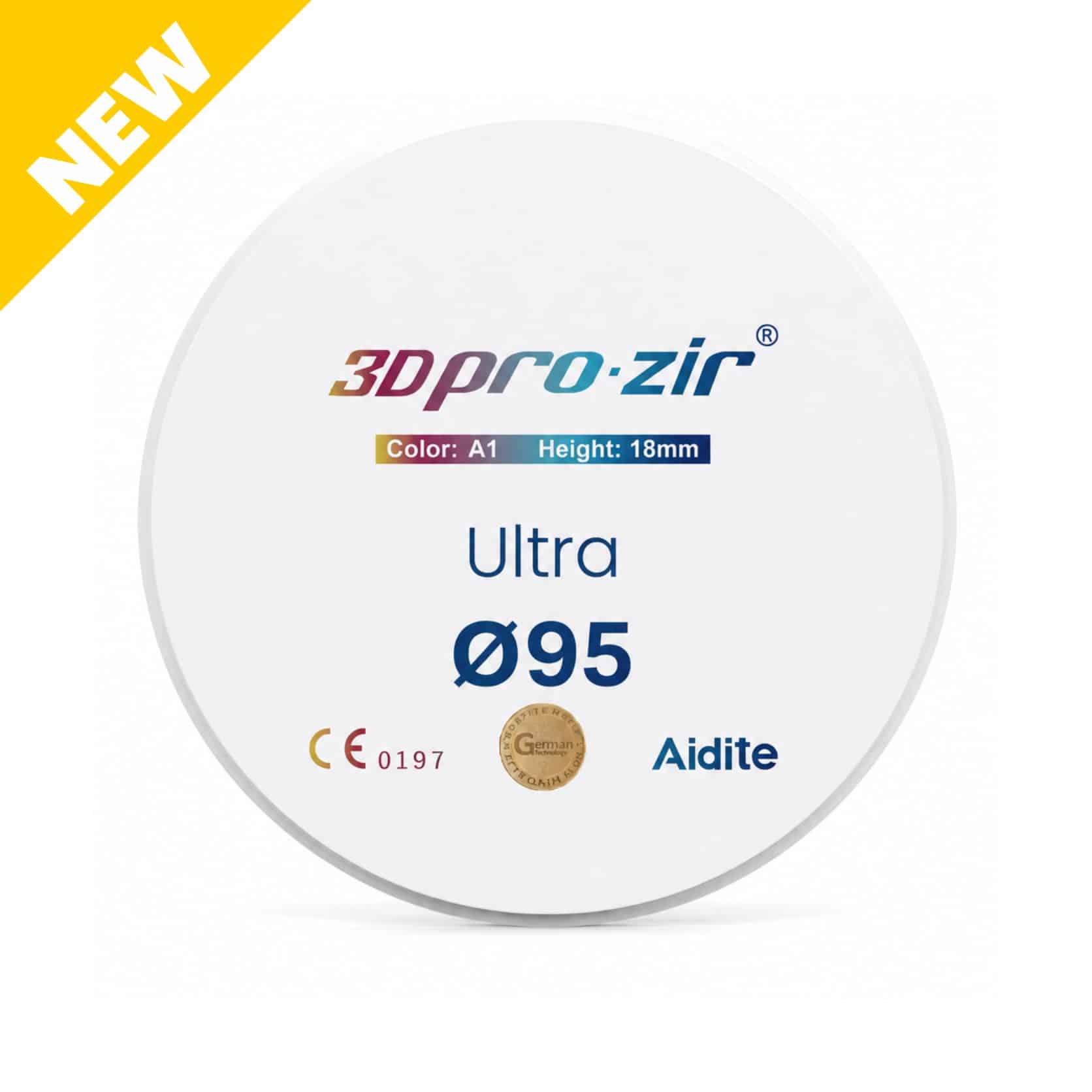 disque d'usinage zircone 3Dpro-zir ultra de la marque Aidite compatible zirkonzahn diametre de 95mm